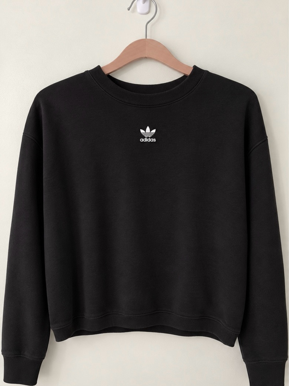 adidas Black Crewneck Sweatshirt with Trefoil Logo